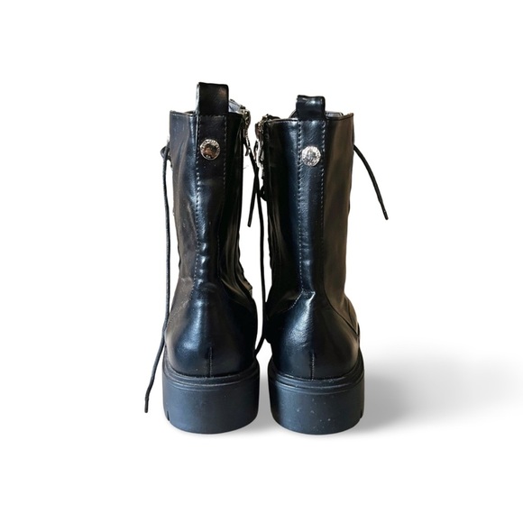 Kendall & Kylie Shiny Black Combat Boots – Lace-Up Platform – Size 8 - Picture 5 of 6
